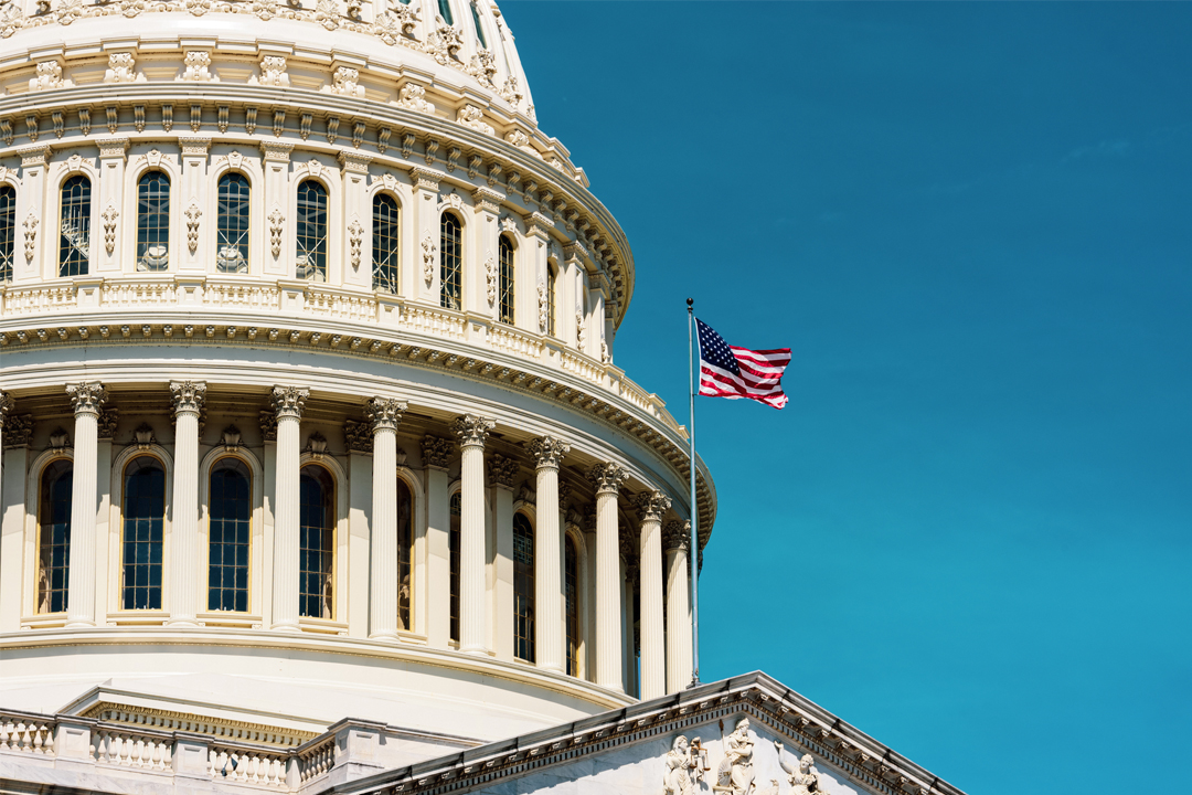 Picture of flag flying over the U.S. Capitol